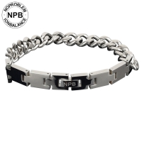 P049 Punk Charm Metal Silver Chain Bracelet (man)-P049