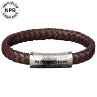 P081 Power Leather Woven Rope Brown Bracelet (man)-P081