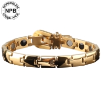 P021 Health Tourmaline Magnetic Metallic Gold Bracelet (unisex)-P021