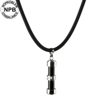D017 Health Cylinder Shape Black Crystal Pendant Necklace (man)-D017